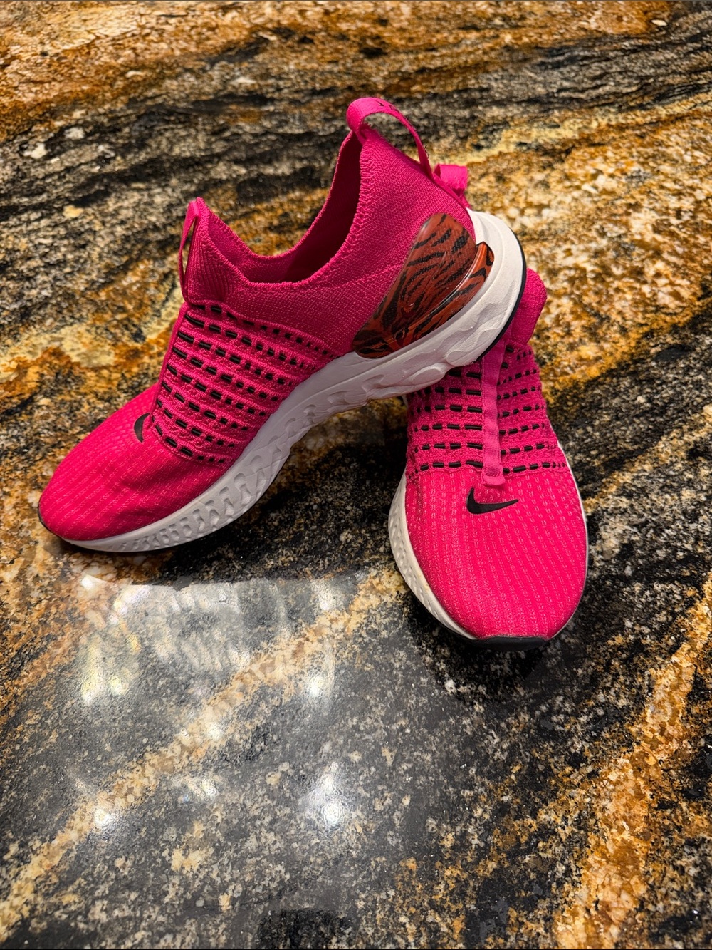 Nike Bright Pink Knit Slip-On Athletic Sneakers with White Sole